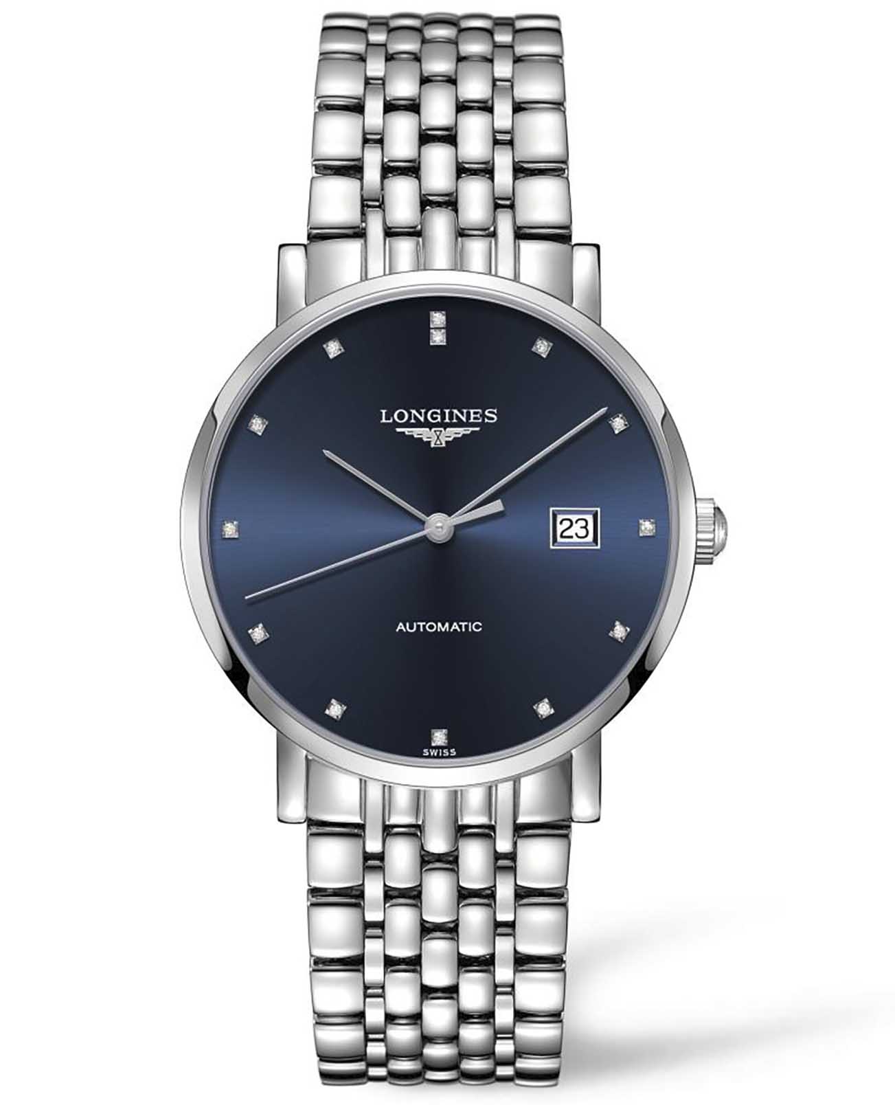Longines Longines Elegant Collection L4.910.4.97.6  L49104976 механические женские часы синий циферблат, браслет нержавеющая сталь — вид спереди